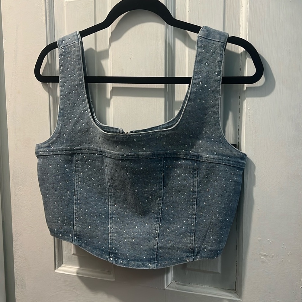 Balboa Denim Sequence Corset Top - New With Tags